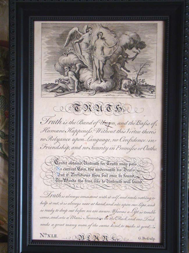 An 18th century engraving entitled "TRUTH" by George Bickham and taken from his epic book on engraving "The Universal Penman" published in London in 1741 — image 2